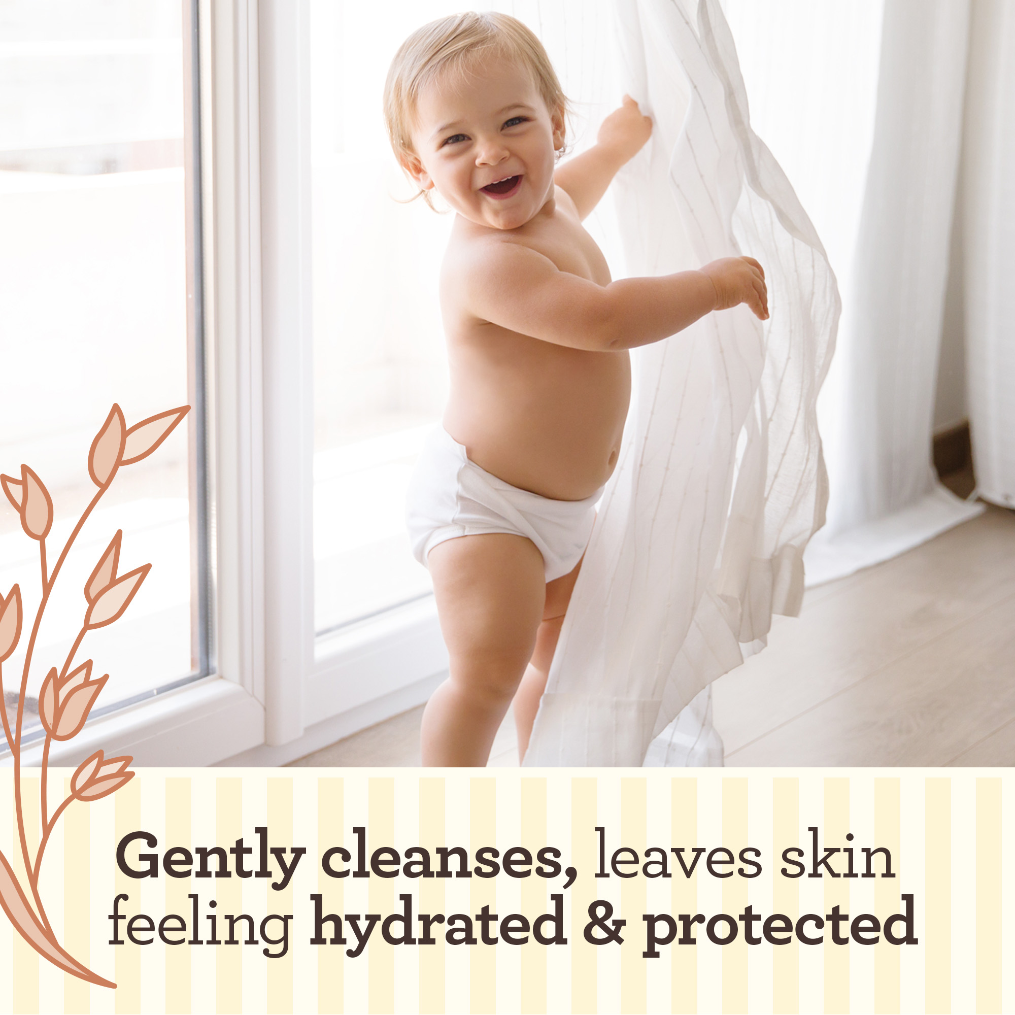 Gently cleanses, leaves skin feeling hydrated & protected