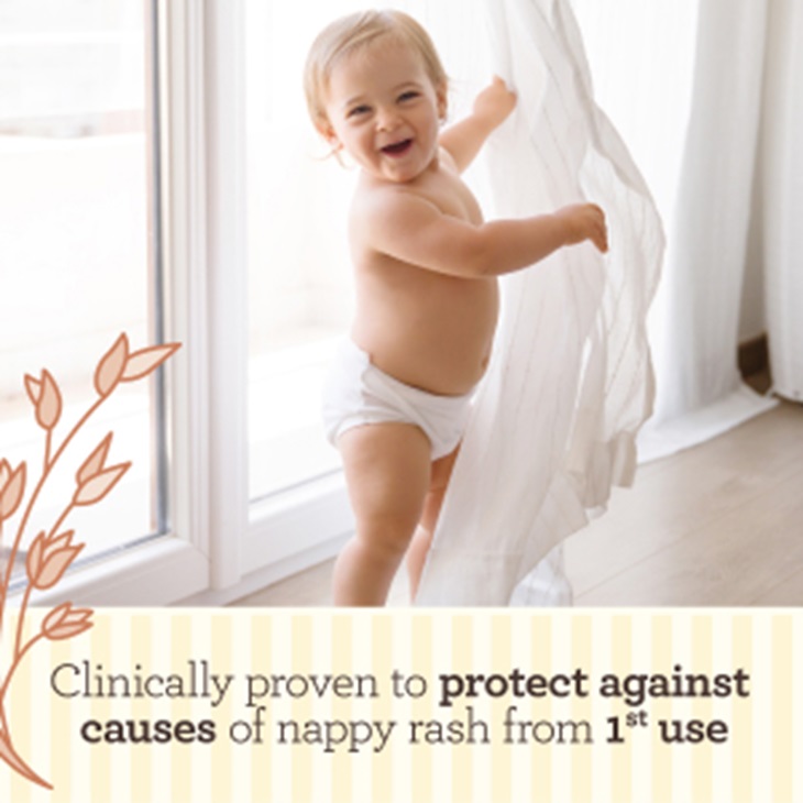 Clinically proven to protect against causes of nappy rash from 1st use