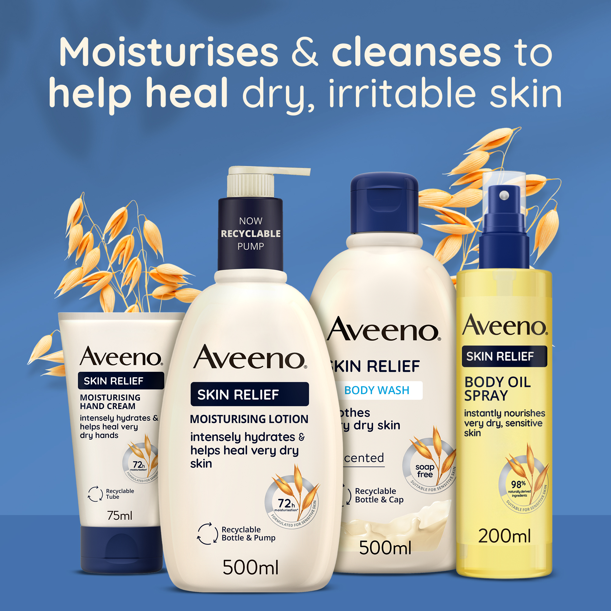 moisturises & cleanses to help heal dry, irritable skin
