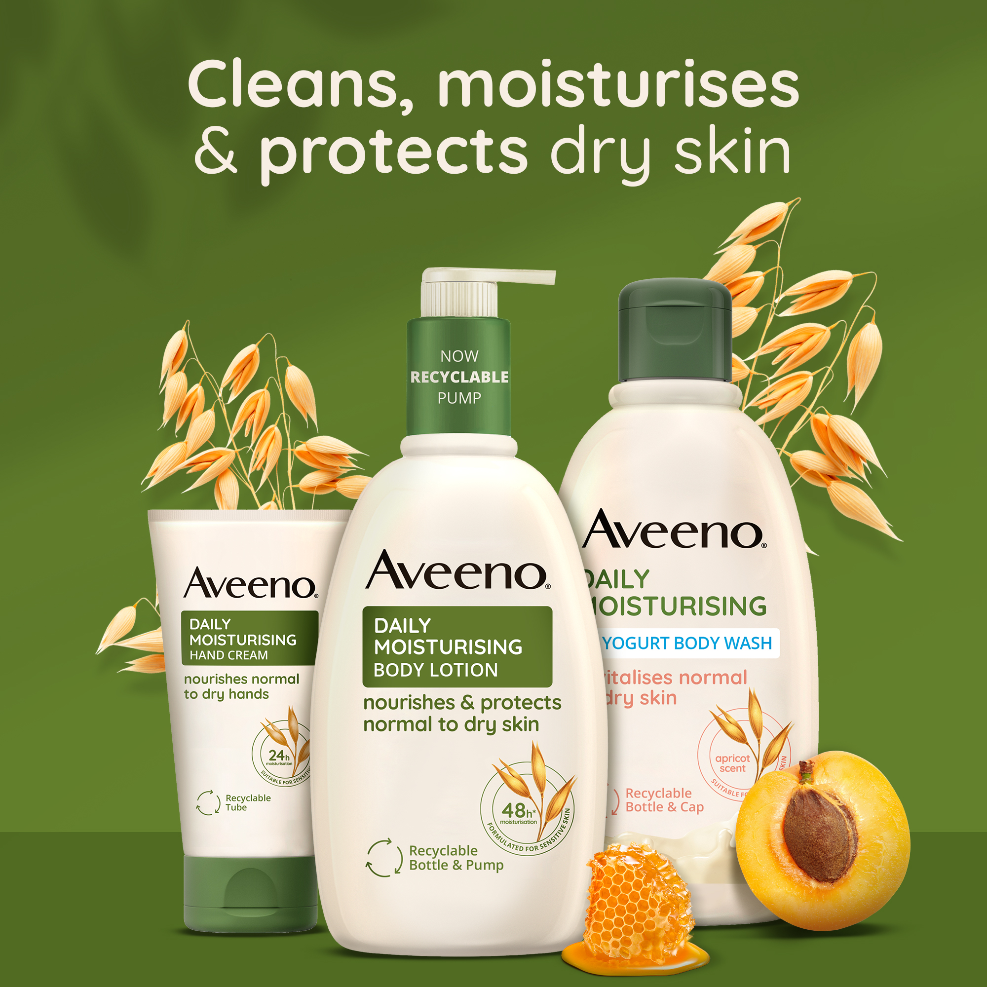 Cleanses, moisturises & protects dry skin