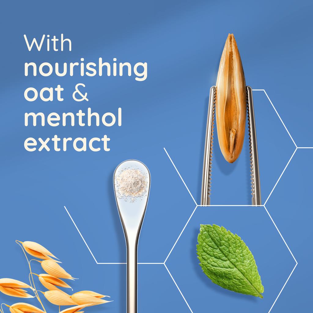 with nourishing oat & menthol extract